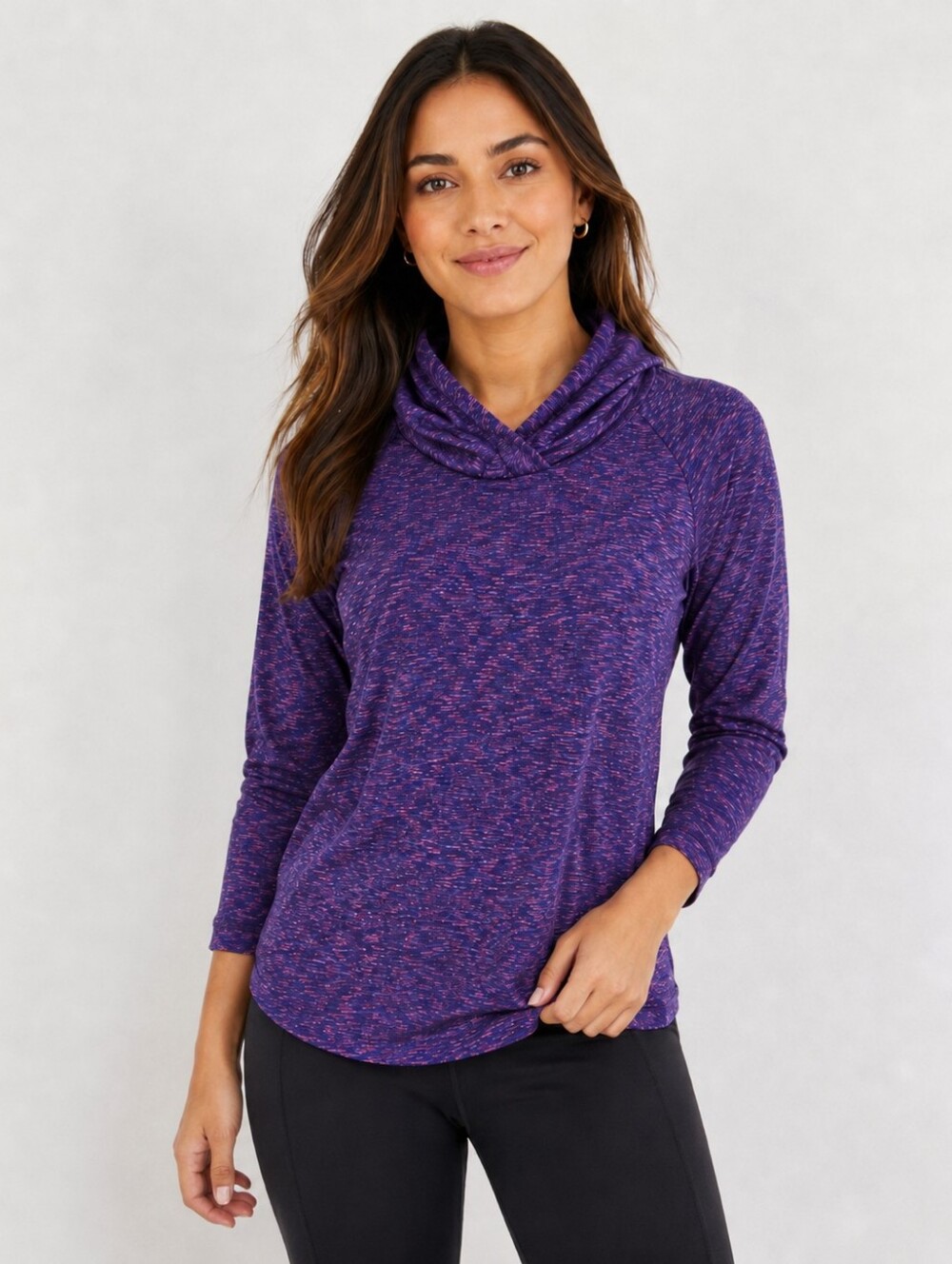 Columbia Women’s Size M Purple Heather Hooded Long Sleeve Pullover Top